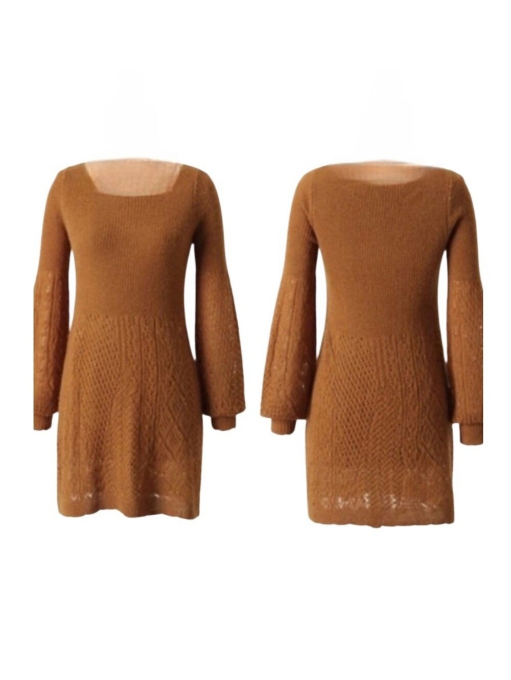 Anthropologie Knitted & Knotted Soft Alpaca Wool Sweater Dress Medium Rust